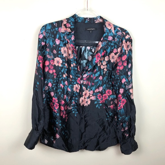 Nanette Lepore Tops - Nanette Lepore Silk Floral Blouse Button Front XS
